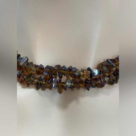 Early Silpada VERY RARE 2-Strand Sterling & Amber Bead Toggle Clasp Necklace - Picture 5 of 16